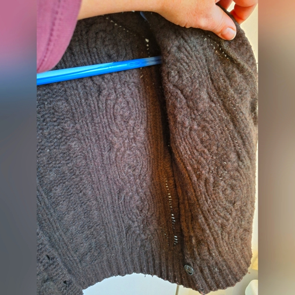 J Crew Dark Brown Cable Knit Button Down Women's Sweater - Size Small - Picture 9 of 9